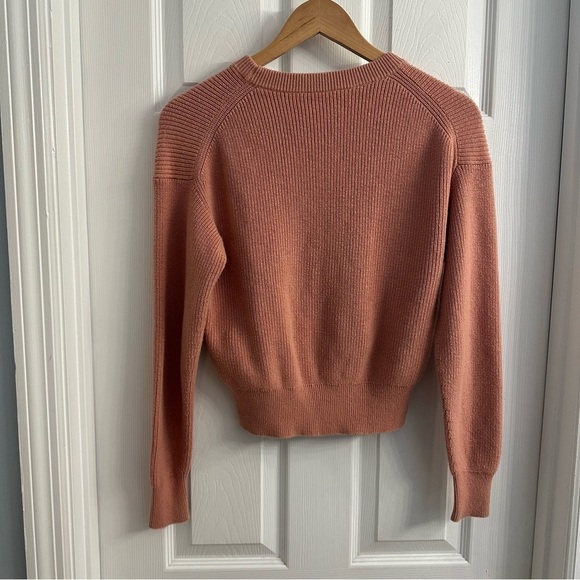 Wilfred Aritzia Sweater Cropped Pink Ribbed Knit Wool Dainty Size Extra Small - Picture 4 of 8